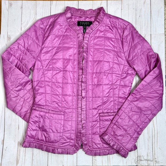 ESCADA Sport Ruffle Trim Lightweight Purple Pink Nylon Jacket Size S US 36 EU - Picture 9 of 15